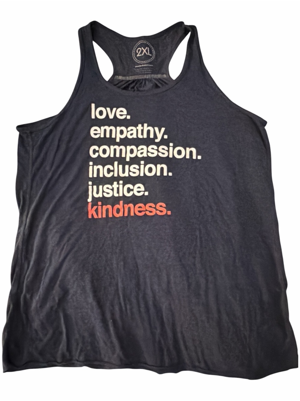 Kind Cotton Navy "love. empathy. compassion. inclusion. justice. kindness” Tank